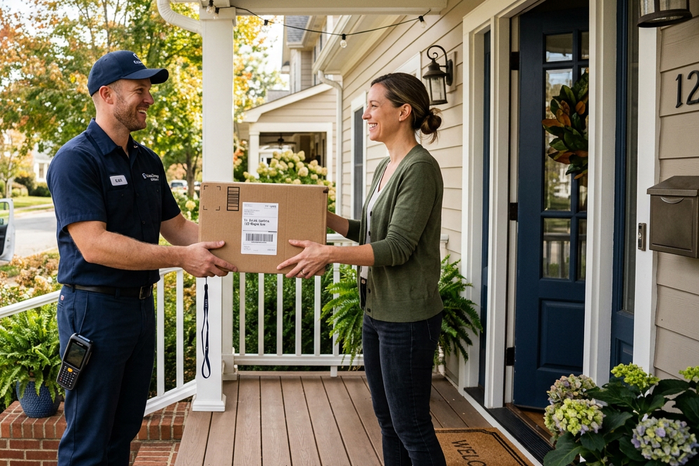 Package delivery to a customer doorstep